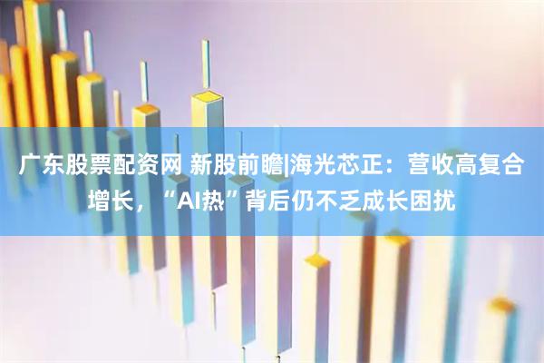 广东股票配资网 新股前瞻|海光芯正：营收高复合增长，“AI热”背后仍不乏成长困扰